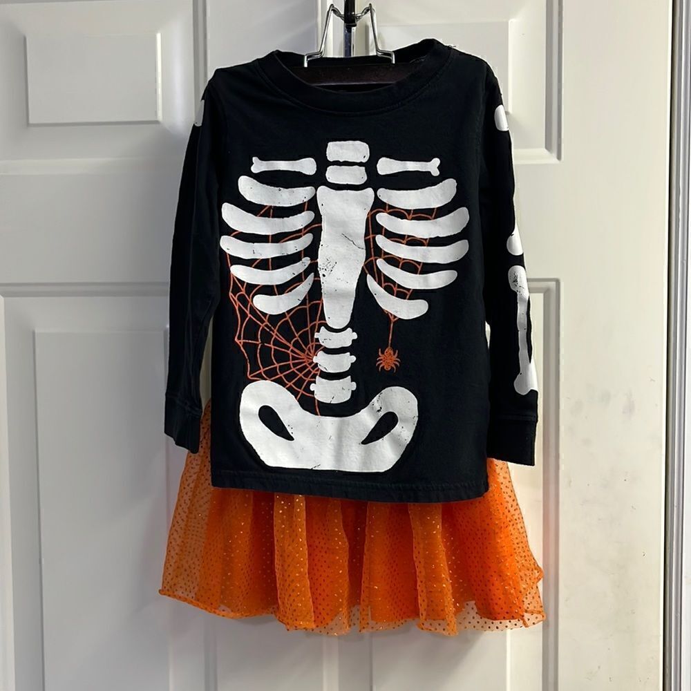Halloween Skelton and Tutu Party Outfit- 4T